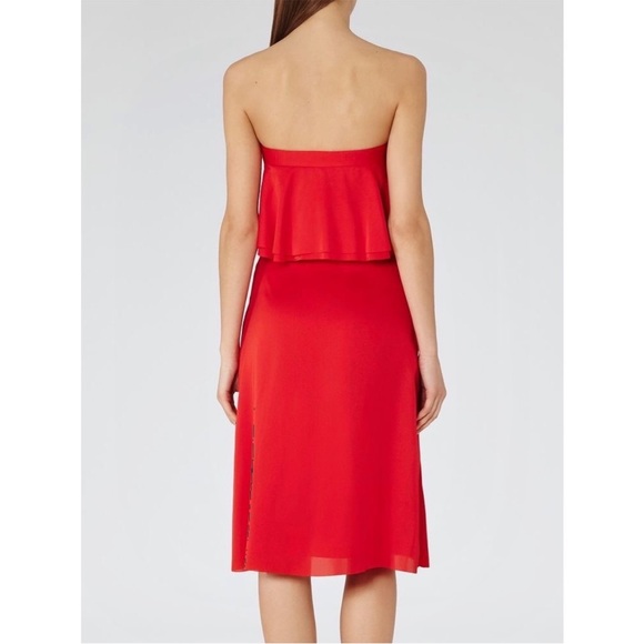 Reiss Red Rum Raffy Ruffle Dress Size 10 - Picture 3 of 10